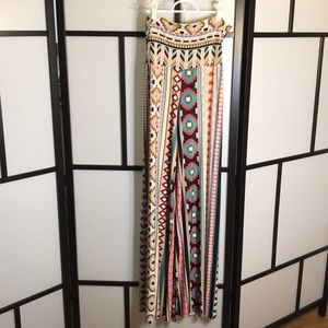 Wide leg patterned pants